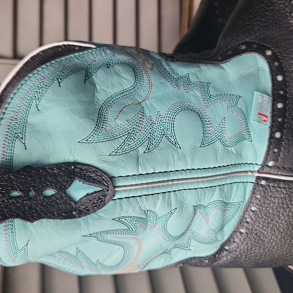 Justin Gypsy Western Short 8" Boots Aqua and Black - Picture 5 of 12